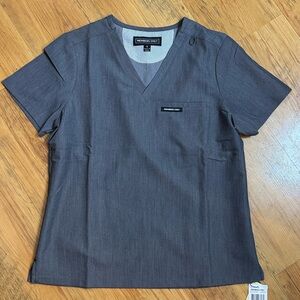 Members Only Scrub Top Graphite Sz S NWT